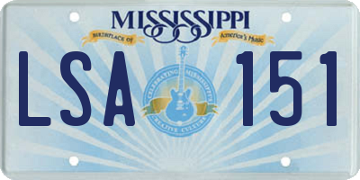 MS license plate LSA151