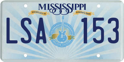 MS license plate LSA153