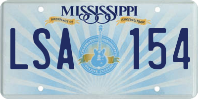 MS license plate LSA154