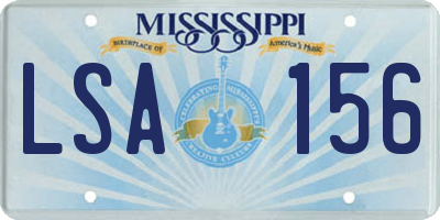 MS license plate LSA156