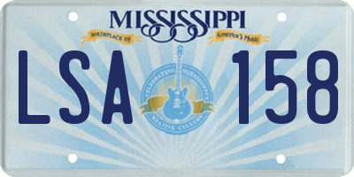MS license plate LSA158