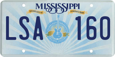 MS license plate LSA160