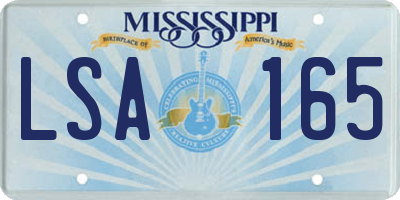 MS license plate LSA165
