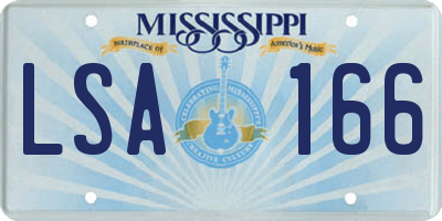 MS license plate LSA166