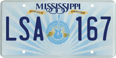MS license plate LSA167