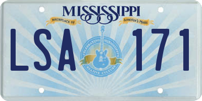 MS license plate LSA171