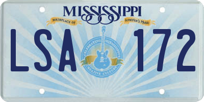 MS license plate LSA172