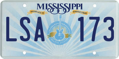 MS license plate LSA173