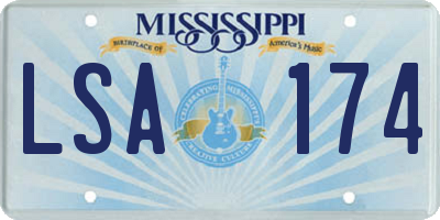 MS license plate LSA174