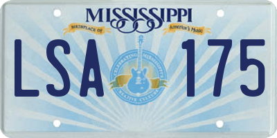 MS license plate LSA175