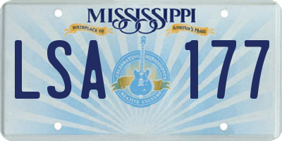 MS license plate LSA177