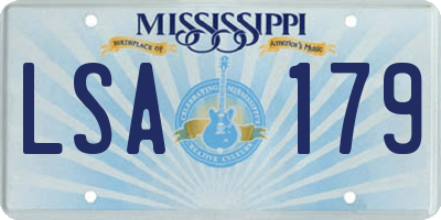 MS license plate LSA179