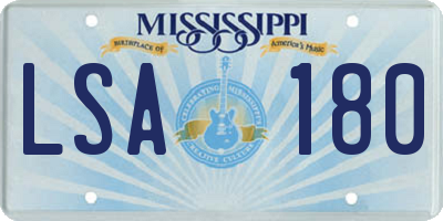 MS license plate LSA180