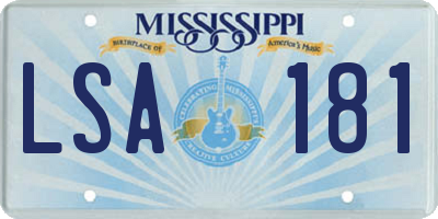 MS license plate LSA181
