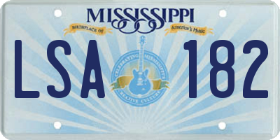 MS license plate LSA182