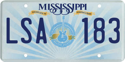 MS license plate LSA183