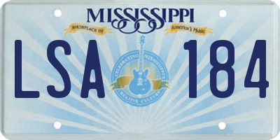 MS license plate LSA184