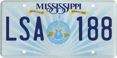 MS license plate LSA188