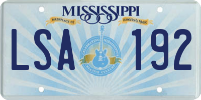 MS license plate LSA192