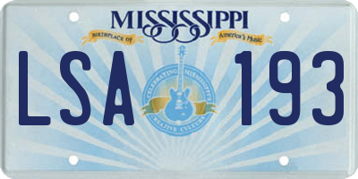 MS license plate LSA193