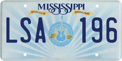 MS license plate LSA196