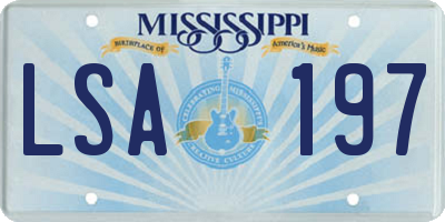 MS license plate LSA197