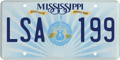 MS license plate LSA199