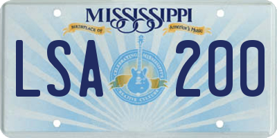 MS license plate LSA200