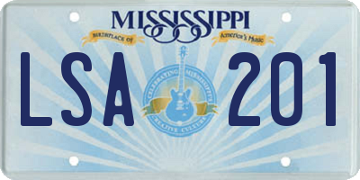 MS license plate LSA201