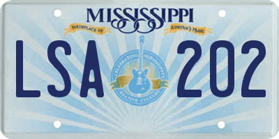 MS license plate LSA202