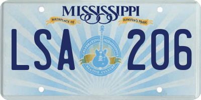 MS license plate LSA206