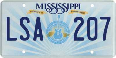 MS license plate LSA207