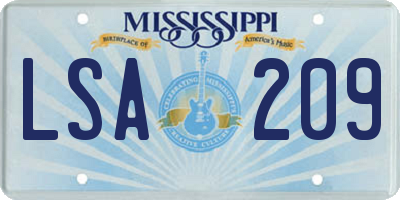 MS license plate LSA209