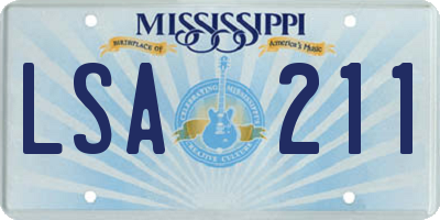 MS license plate LSA211