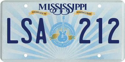 MS license plate LSA212