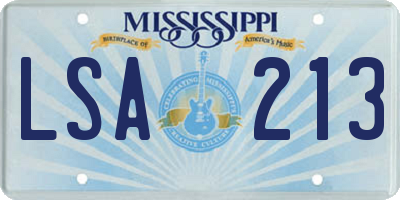 MS license plate LSA213