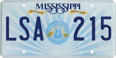 MS license plate LSA215