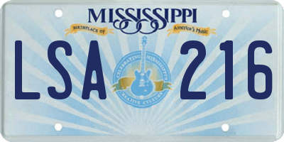 MS license plate LSA216