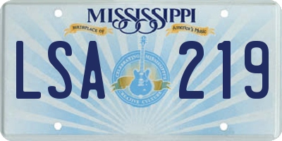 MS license plate LSA219