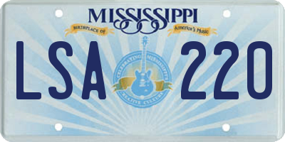 MS license plate LSA220