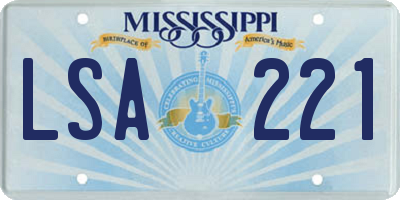MS license plate LSA221