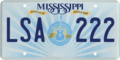 MS license plate LSA222