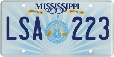 MS license plate LSA223