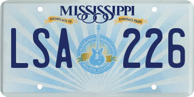 MS license plate LSA226
