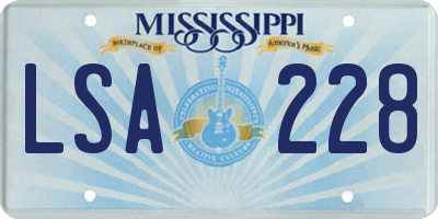 MS license plate LSA228
