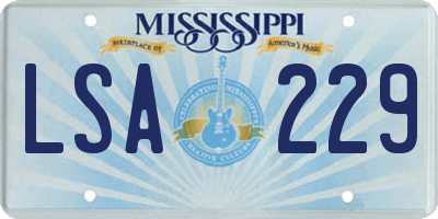 MS license plate LSA229