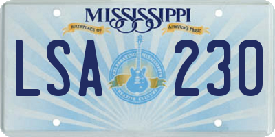 MS license plate LSA230