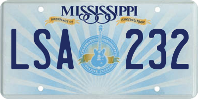 MS license plate LSA232