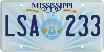MS license plate LSA233