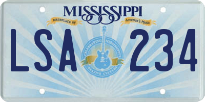 MS license plate LSA234